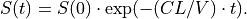 S(t) = S(0) \cdot \exp(-(CL/V) \cdot t).